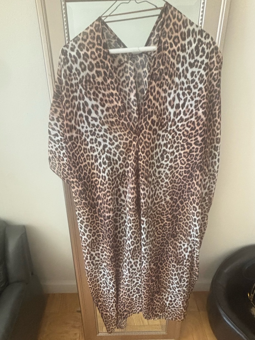 H&M Leopard Print Swim Coverup in Brown and White